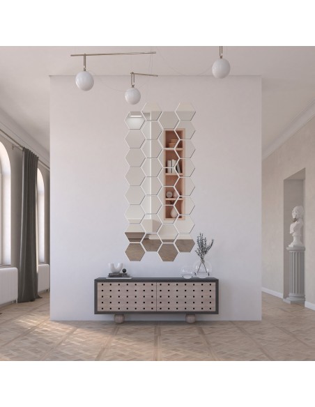 Zestaw dekoracyjnych płytek lustrzanych plastry miodu 20x23