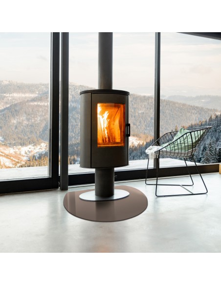 Szyba pod kominek / kozę - KOŁO ŚCIĘTE antisol brąz 6mm 80x100