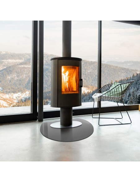 Szyba pod kominek / kozę - KOŁO ŚCIĘTE antisol grafit 6mm 80x100