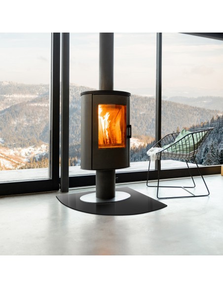 Szyba pod kominek / kozę - ĆWIARTKA czarna 6mm 100x100