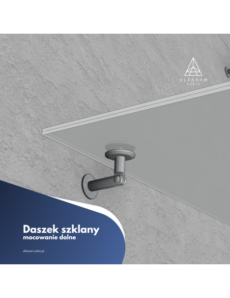 Daszek szklany na odciągach - szkło: float bezbarwny
