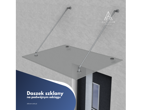 Daszek szklany na odciągach - szkło:... Daszek szklany na odciągach - szkło:...