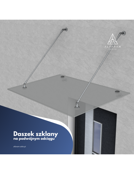 Daszek szklany na odciągach - szkło: float bezbarwny