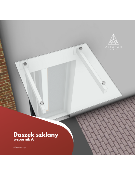 Daszek szklany na wspornikach W101- szkło float biały/mat
