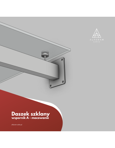 Daszek szklany na wspornikach W101- szkło float biały/mat