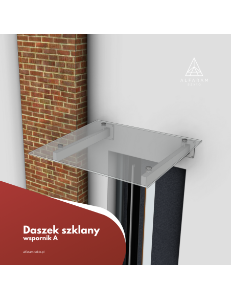 Daszek szklany na wspornikach W101- szkło float biały/mat