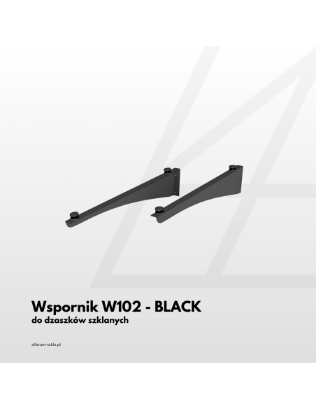 Daszek szklany na wspornikach W102 - szkło antisol grafit